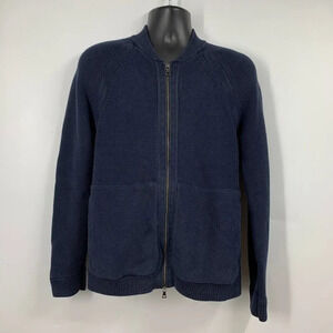 Vince Men's Waffle Tight Knit Cotton Full Zip Shawl Long Sleeve Sweater Size M